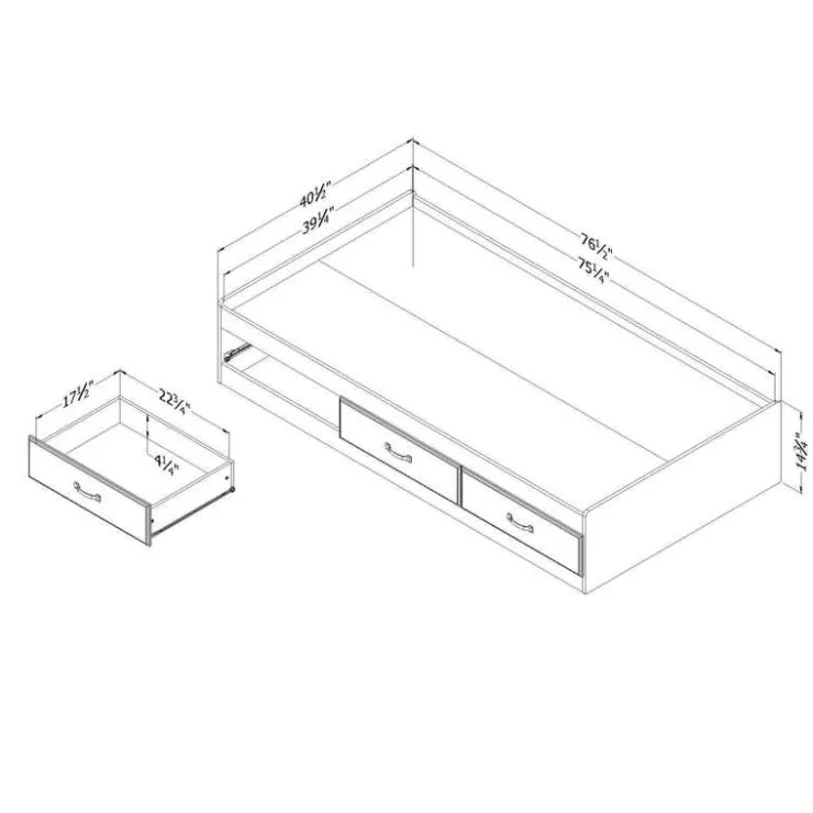 Meubles South Shore Twin Bed with 3-Drawer Storage (39") - South Shore White Discount