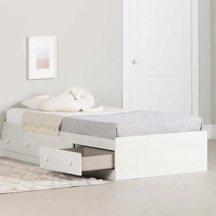 Meubles South Shore Twin Bed with 3-Drawer Storage (39'') - South Shore White Pine Discount