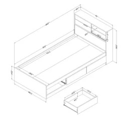 Meubles South Shore Twin Bed with 3-Drawer Storage and Headboard (39") - South Shore Gray Discount
