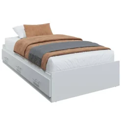 SUA-V Twin Bed with 3-Drawer Storage, Headboard and Dresser (39") Blanc Clearance