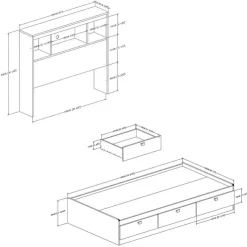 Meubles South Shore Twin Bed with 3-Drawer Storage and Headboard (39") - South Shore Brown Clearance