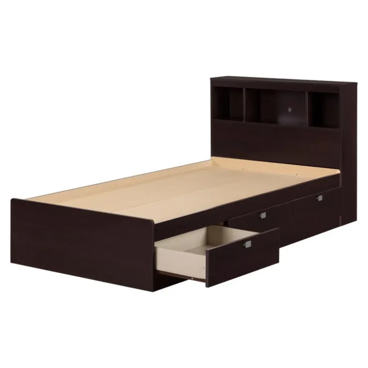 Meubles South Shore Twin Bed with 3-Drawer Storage and Headboard (39") - South Shore Brown Clearance