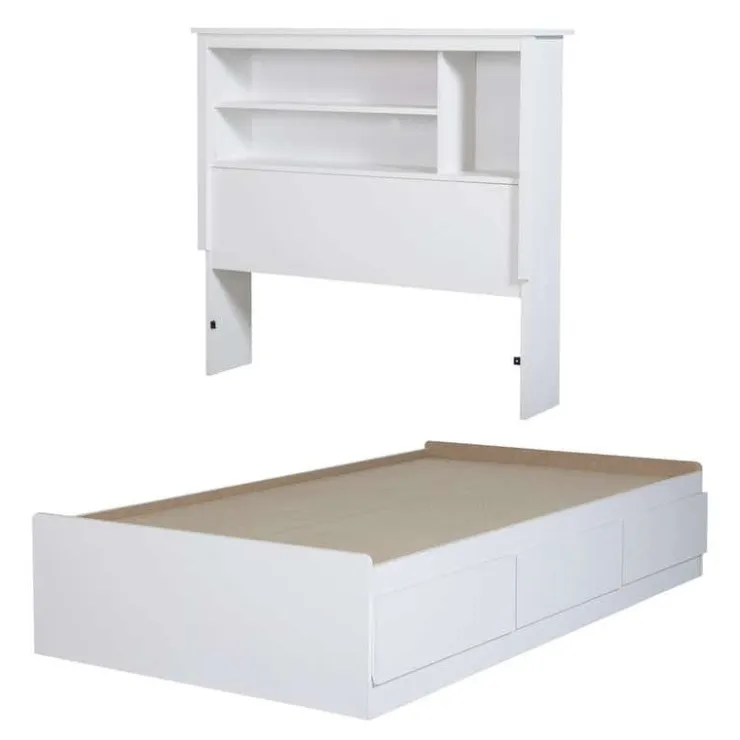 Meubles South Shore Twin Bed with 3-Drawer Storage and Headboard (39") - South Shore White Discount