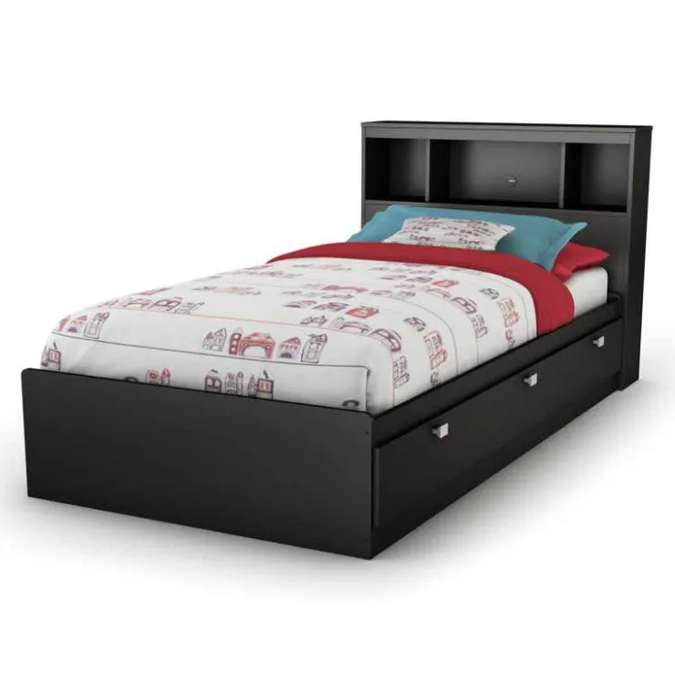 Meubles South Shore Twin Bed with 3-Drawer Storage and Headboard (39") - South Shore Black