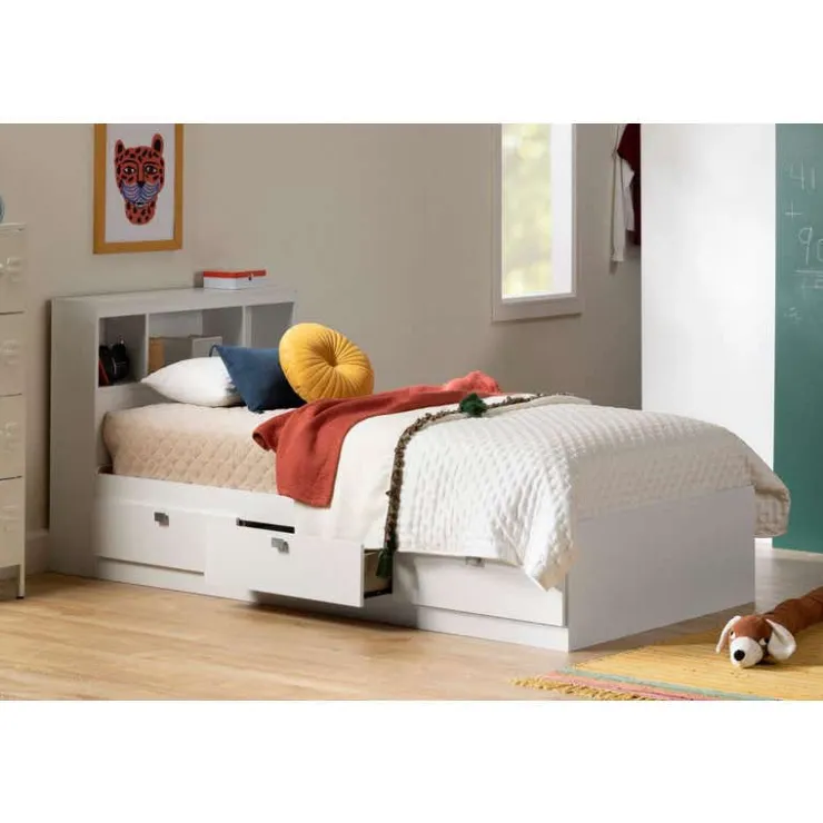 Meubles South Shore Twin Bed with 3-Drawer Storage (39'') - South Shore White Hot