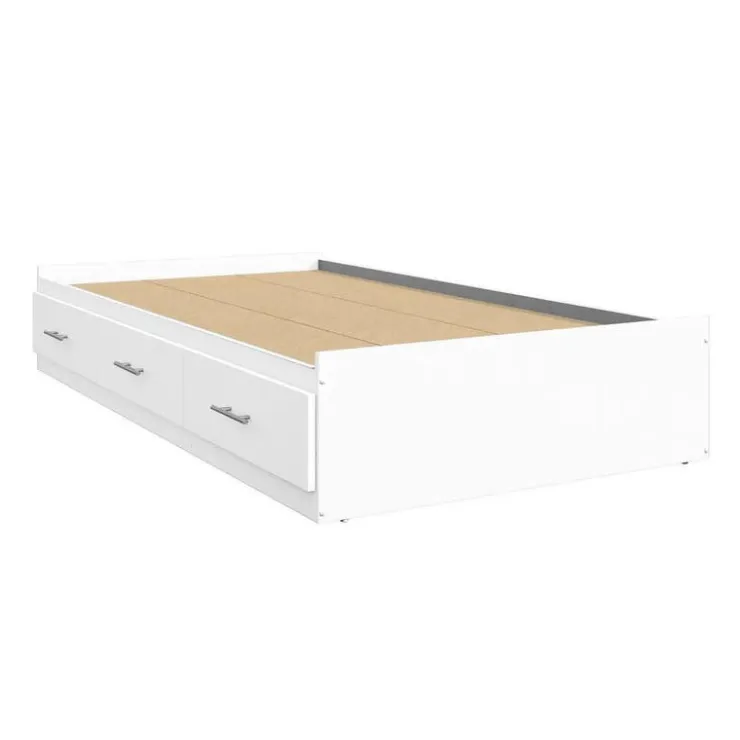 SUA-V Twin Bed with 3-Drawer Storage and Headboard (39") White New