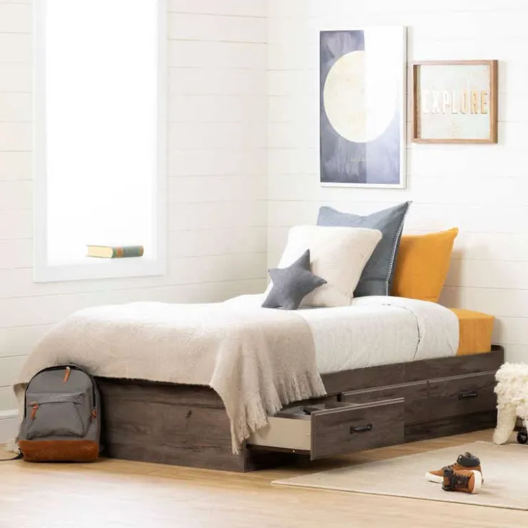 Meubles South Shore Twin Bed with 3-Drawer Storage (39") - South Shore FALL OAK Clearance