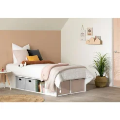 Meubles South Shore Twin Bed with Storage and Baskets (39") - South Shore Pure White New