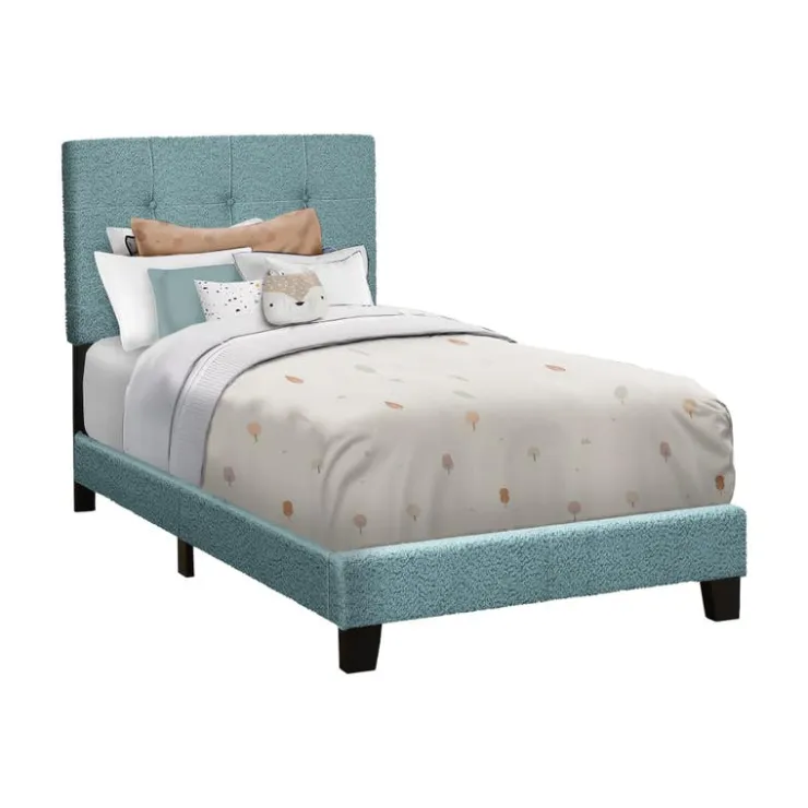 Monarch Twin Fabric Bed with Headboard (39") Blue Online
