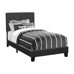 Monarch Twin Fabric Bed with Headboard (39") Black