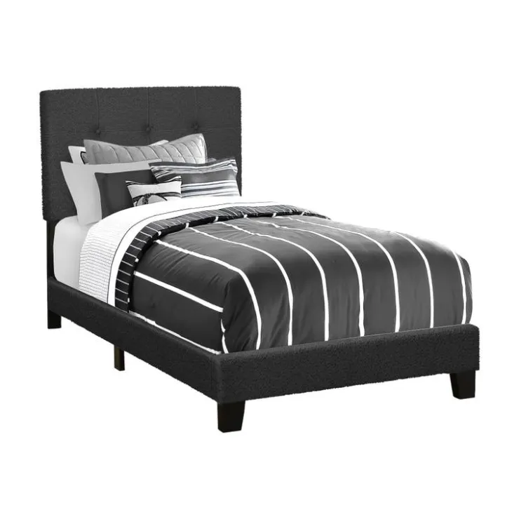 Monarch Twin Fabric Bed with Headboard (39") Black