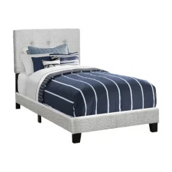 Monarch Twin Fabric Bed with Headboard (39") Grey Sale