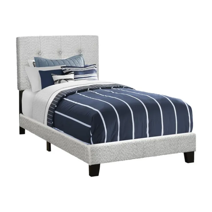 Monarch Twin Fabric Bed with Headboard (39") Grey Sale