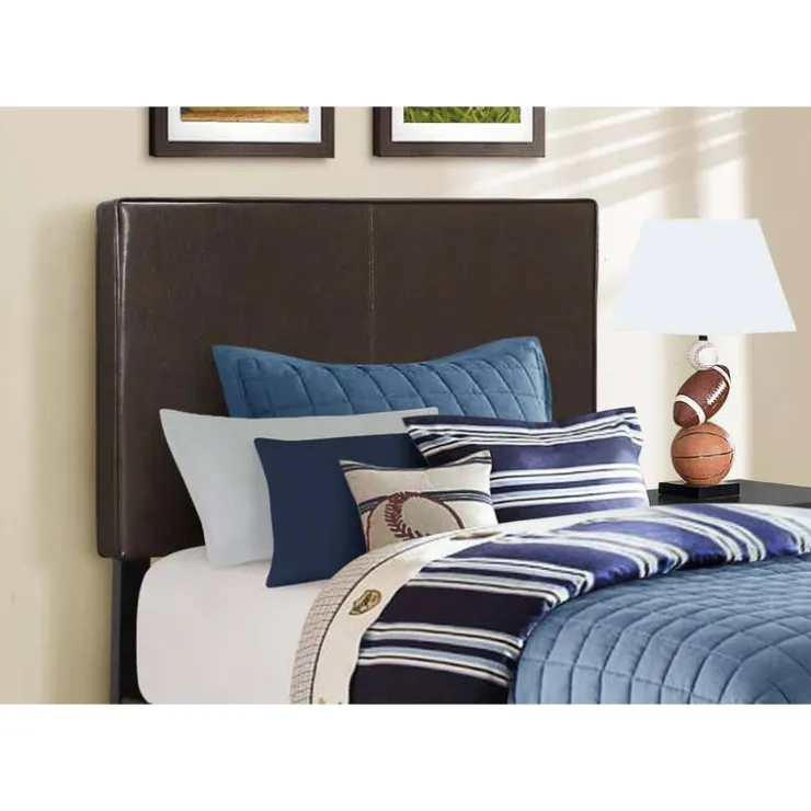 Monarch Twin Leather-Look Bed with Headboard (39") Brown