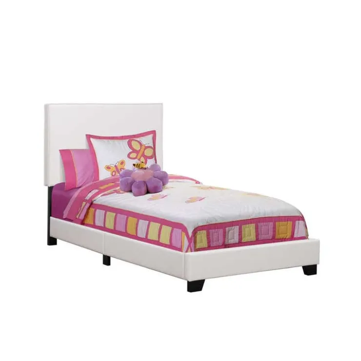 Monarch Twin Leather-Look Bed with Headboard (39") White Discount