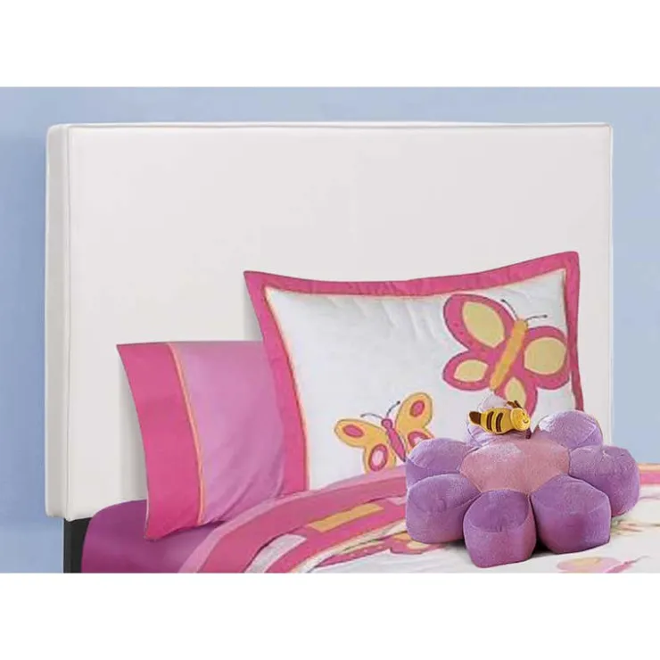 Monarch Twin Leather-Look Bed with Headboard (39") White Discount