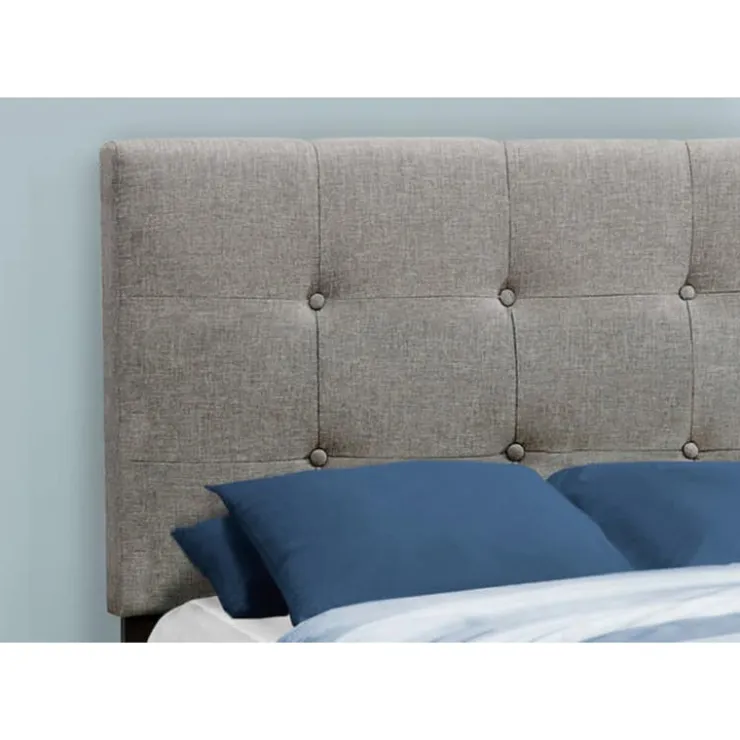Monarch Twin Linen Bed with Headboard (39") GREY Clearance