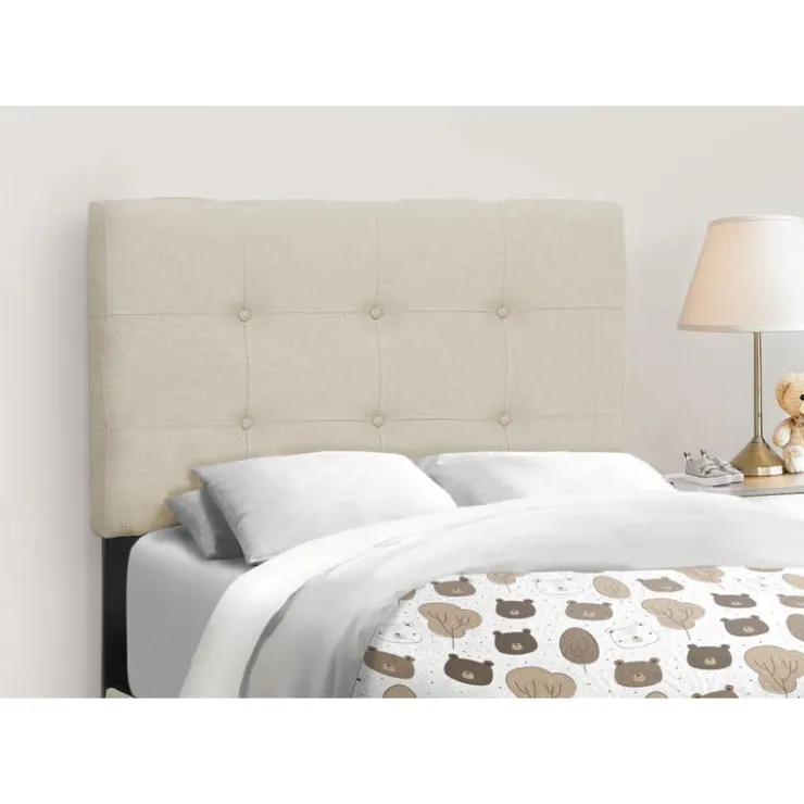 Monarch Twin Linen Bed with Headboard (39") Beige Online
