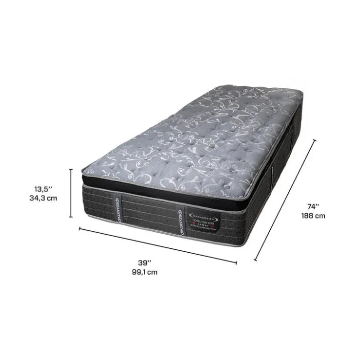 Dreamstar Twin Medium-FirmMattress with Pocket Coils - 39" Grey Sale