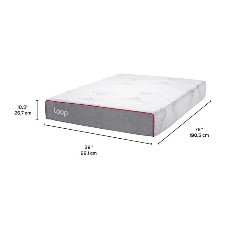 LOOP Twin Medium-FirmMemory Foam Mattress-in-a-Box - 39" Pink & white Clearance