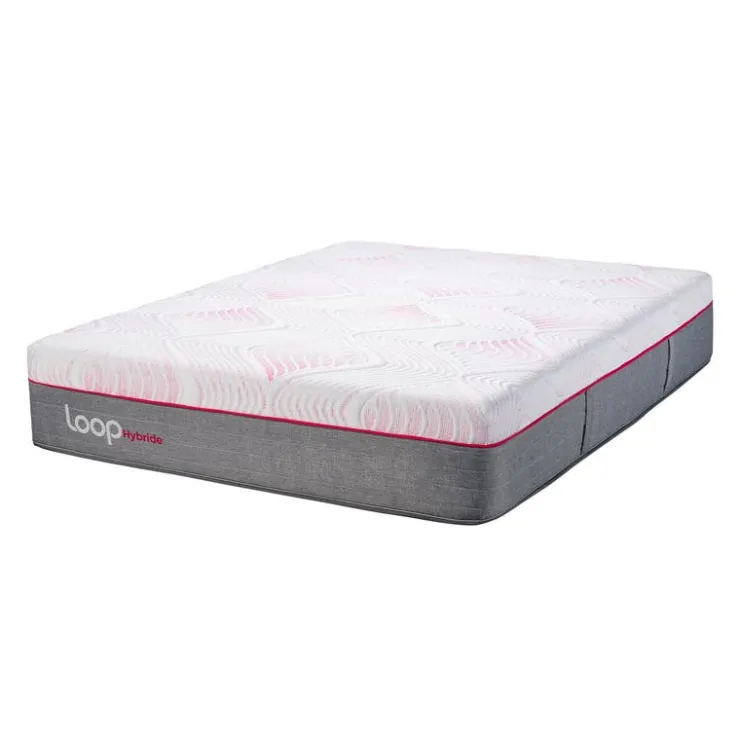 LOOP Twin XL Medium-Firm Hybrid Mattress-in-a-Box - 39" x 80" Pink & white Clearance