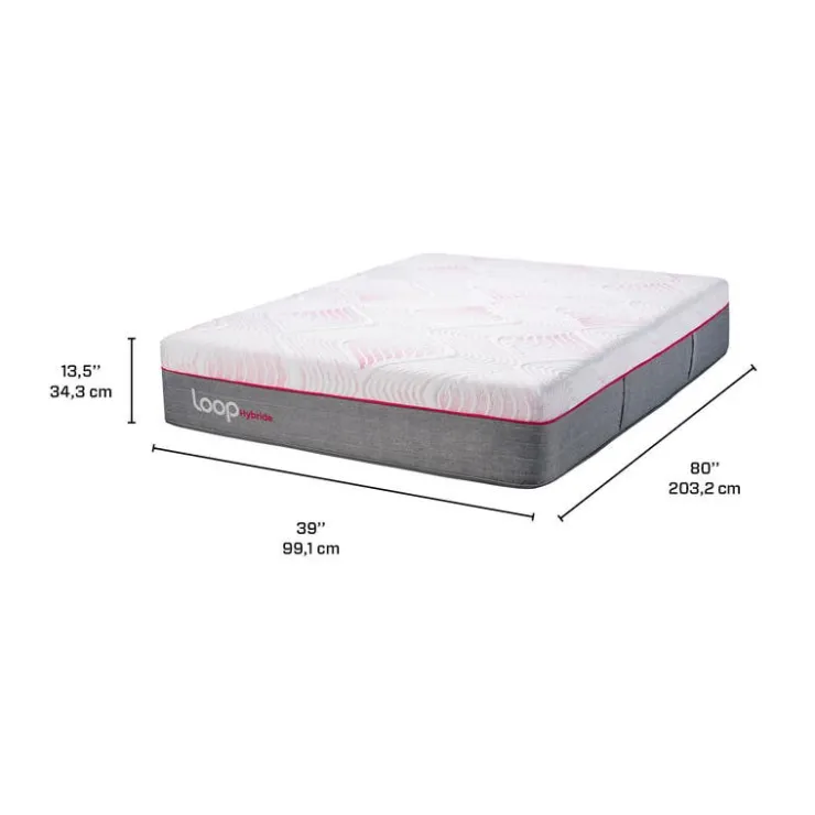LOOP Twin XL Medium-Firm Hybrid Mattress-in-a-Box - 39" x 80" Pink & white Clearance