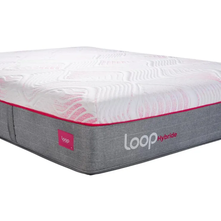 LOOP Twin XL Medium-Firm Hybrid Mattress-in-a-Box - 39" x 80" Pink & white Clearance