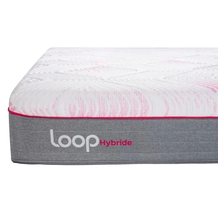 LOOP Twin XL Medium-Firm Hybrid Mattress-in-a-Box - 39" x 80" Pink & white Clearance