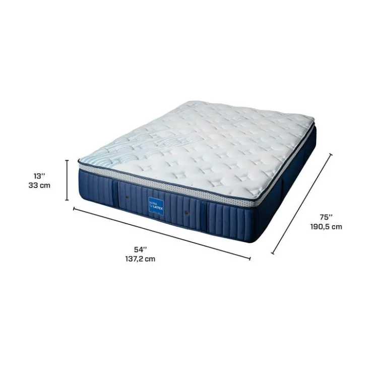 Dreamstar Twin XL Medium-Firm Hybrid Mattress - 54" Quilted Blue/White Hot