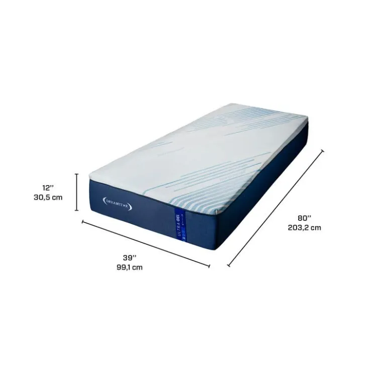 Dreamstar Twin XL Medium-Firm Memory Foam Mattress-in-a-Box - 39" x 80" Smooth Top Blue/White Clearance