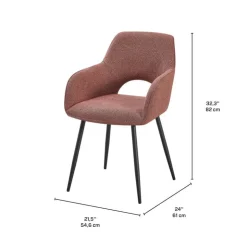Upholstered Chairs (Set of 2) - Rust Dark Grey Fabric / Black Legs Online