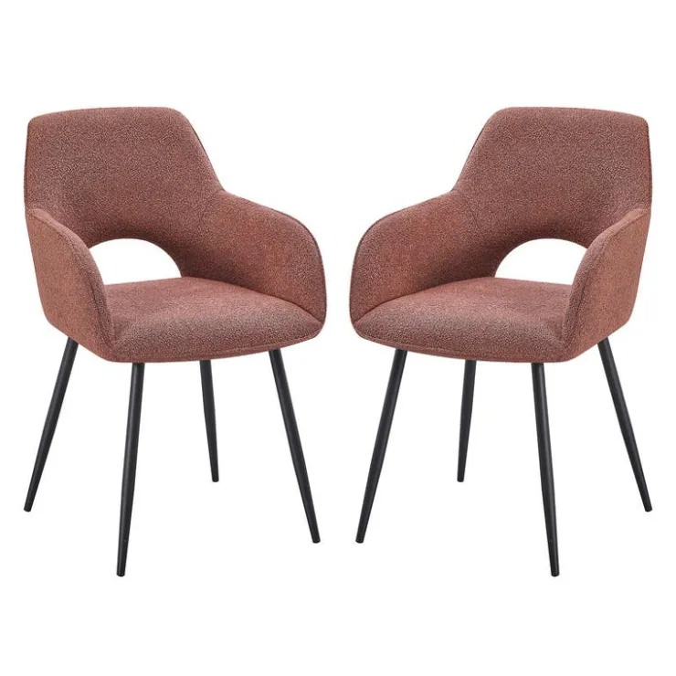 Upholstered Chairs (Set of 2) - Rust Dark Grey Fabric / Black Legs Online