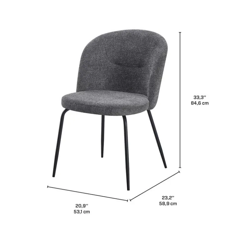 Upholstered Chairs (Set of 2) - Grey Grey / Mattes Black Leg Clearance