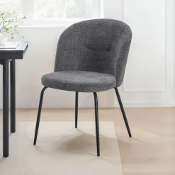 Upholstered Chairs (Set of 2) - Grey Grey / Mattes Black Leg Clearance