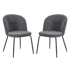 Upholstered Chairs (Set of 2) - Grey Grey / Mattes Black Leg Clearance