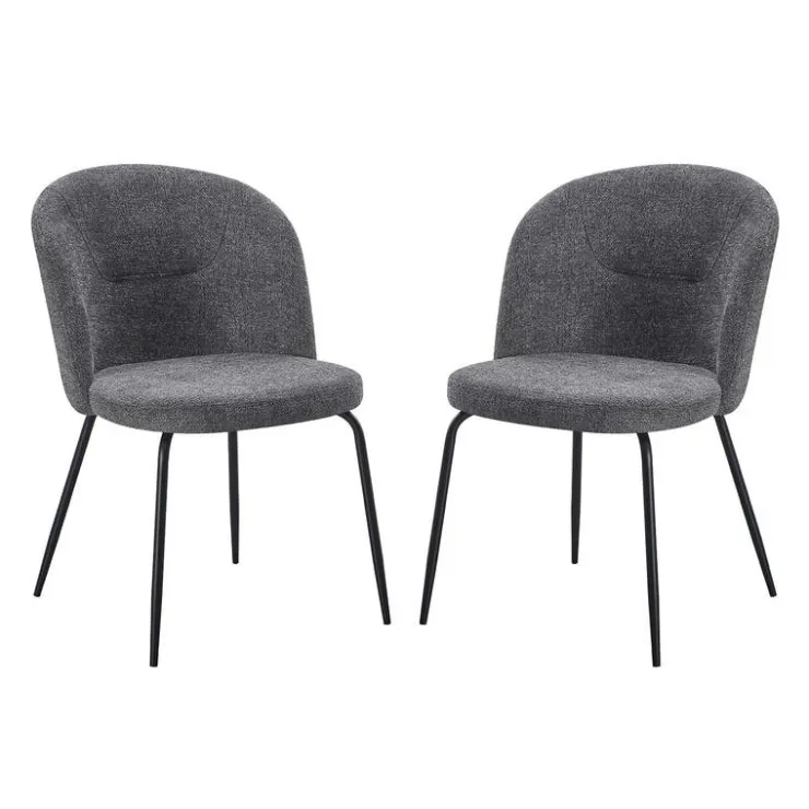 Upholstered Chairs (Set of 2) - Grey Grey / Mattes Black Leg Clearance