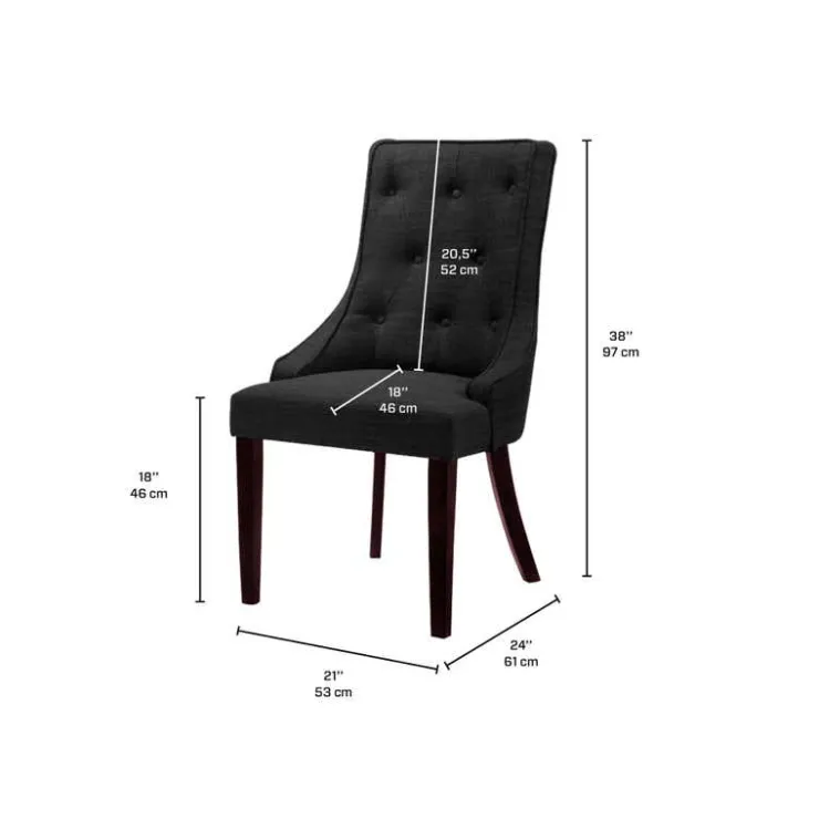 Upholstered Chairs (Set of 2) - Dark Grey Grey and brown Sale