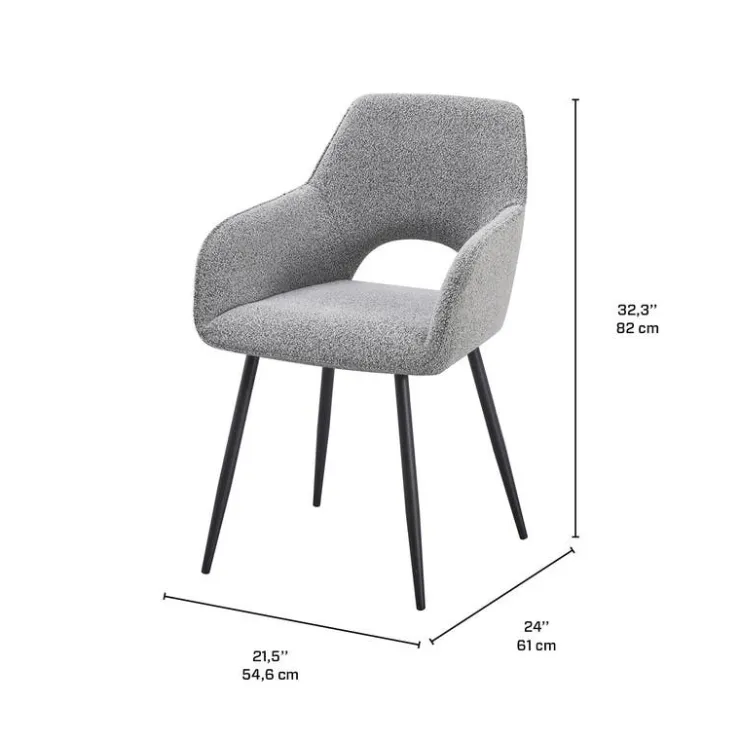 Upholstered Chairs (Set of 2) - Grey Grey, Brown Fabric / Black Legs Hot