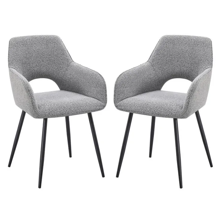 Upholstered Chairs (Set of 2) - Grey Grey, Brown Fabric / Black Legs Hot