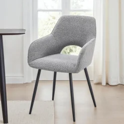 Upholstered Chairs (Set of 2) - Grey Grey, Brown Fabric / Black Legs Hot