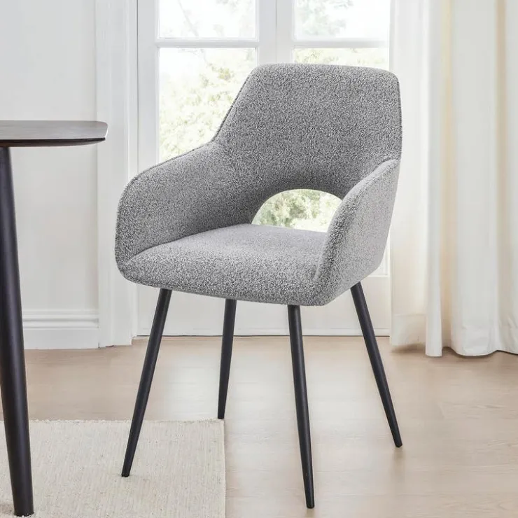 Upholstered Chairs (Set of 2) - Grey Grey, Brown Fabric / Black Legs Hot