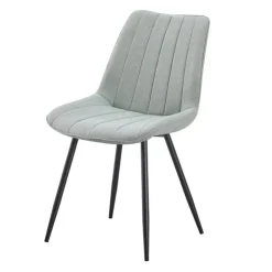 Upholstered Chairs (Set of 2) - Grey Grayish Green Fabric / Black Legs Sale