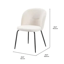 Upholstered Chairs (Set of 2) - Cream Beige Fabric / Matte Black Legs Clearance