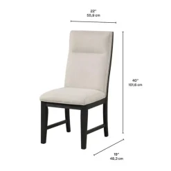 Upholstered Chairs (Set of 2) - Cream Cream White / Dark Brown New