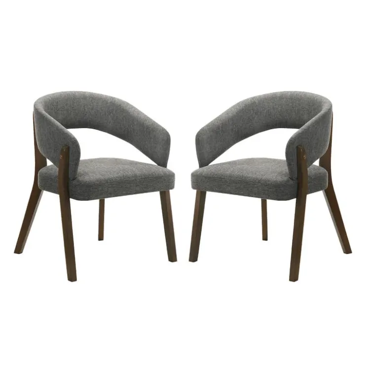 Upholstered Chairs (Set of 2) - Grey Brown/Dark Grey Discount
