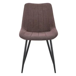 Upholstered Chairs (Set of 2) - Brown Brown Fabric / Black Legs Discount