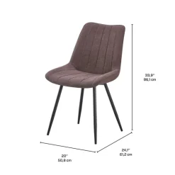 Upholstered Chairs (Set of 2) - Brown Brown Fabric / Black Legs Discount