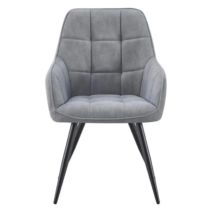 Upholstered Chairs with Armrests (Set of 2) - Grey Dark Grey Fabric / Black Legs Discount