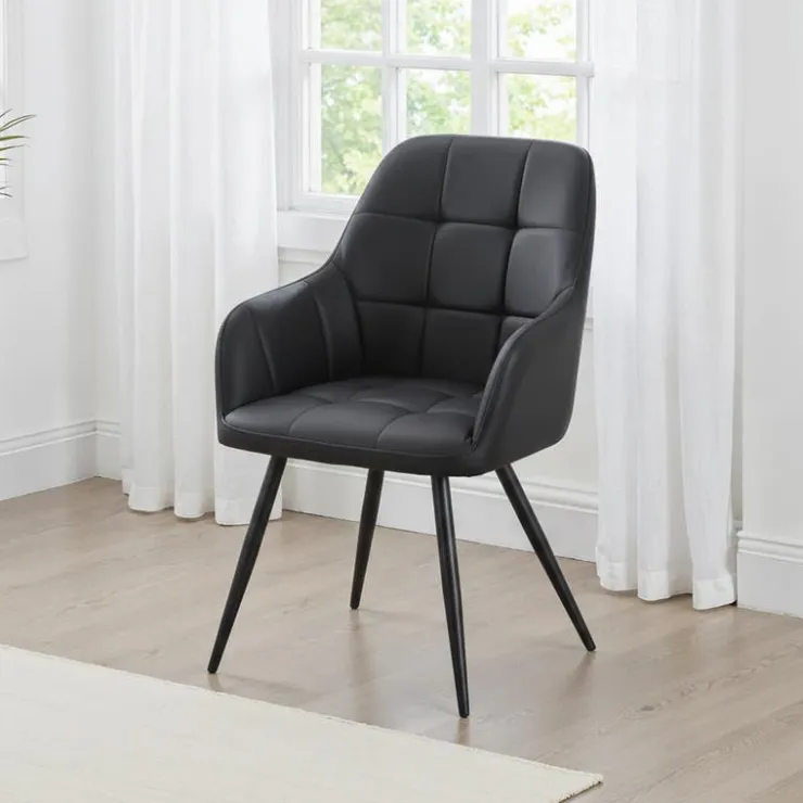 Upholstered Chairs with Armrests (Set of 2) - Black Outlet