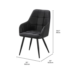 Upholstered Chairs with Armrests (Set of 2) - Black Outlet